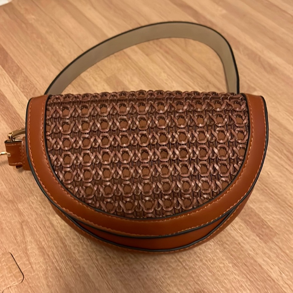 Steve Madden Woven Bag Belt Faux Leather Brown - Size S